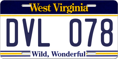 WV license plate DVL078