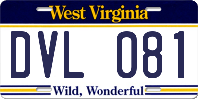 WV license plate DVL081