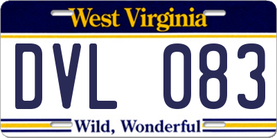 WV license plate DVL083