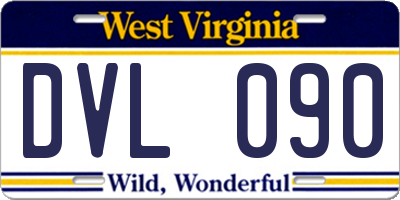 WV license plate DVL090