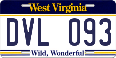 WV license plate DVL093