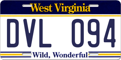 WV license plate DVL094