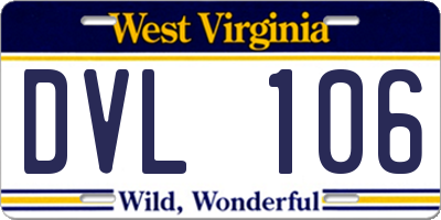 WV license plate DVL106
