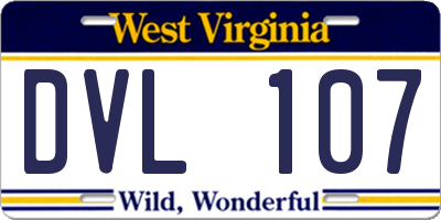 WV license plate DVL107