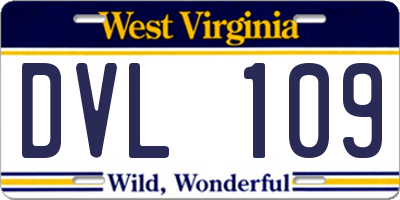 WV license plate DVL109