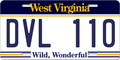 WV license plate DVL110