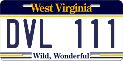 WV license plate DVL111