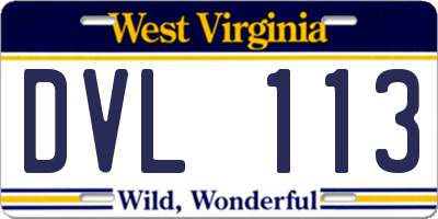 WV license plate DVL113
