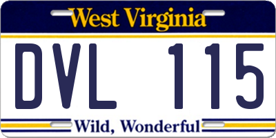 WV license plate DVL115