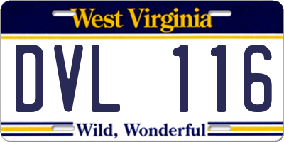 WV license plate DVL116