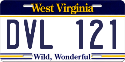 WV license plate DVL121