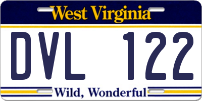 WV license plate DVL122