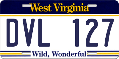 WV license plate DVL127