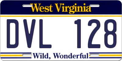 WV license plate DVL128