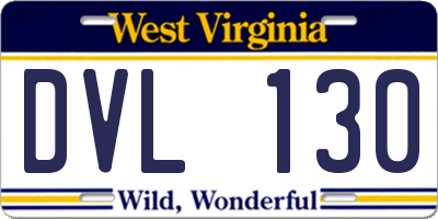 WV license plate DVL130