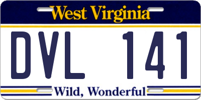 WV license plate DVL141