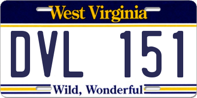 WV license plate DVL151