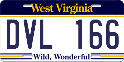 WV license plate DVL166