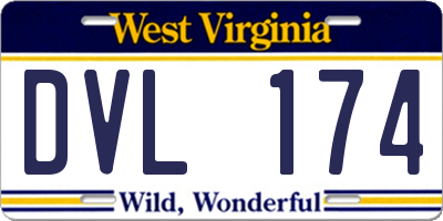 WV license plate DVL174