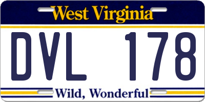 WV license plate DVL178
