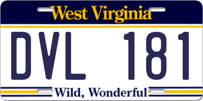 WV license plate DVL181