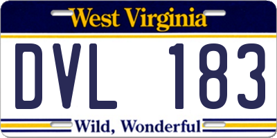 WV license plate DVL183