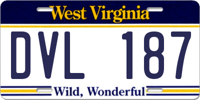 WV license plate DVL187