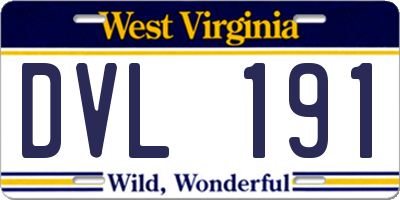 WV license plate DVL191