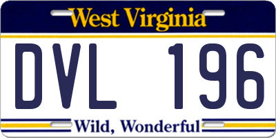 WV license plate DVL196