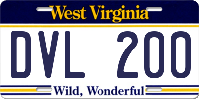 WV license plate DVL200