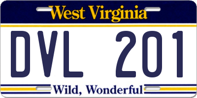 WV license plate DVL201