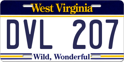 WV license plate DVL207