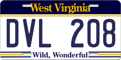 WV license plate DVL208