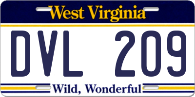 WV license plate DVL209