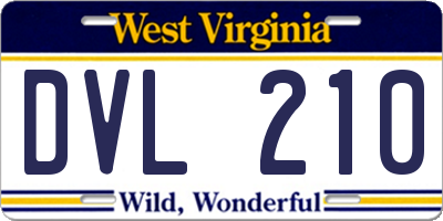 WV license plate DVL210
