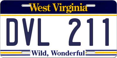 WV license plate DVL211
