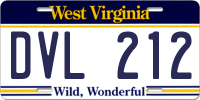 WV license plate DVL212
