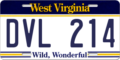 WV license plate DVL214