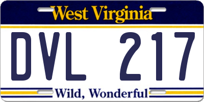 WV license plate DVL217