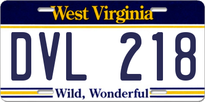 WV license plate DVL218