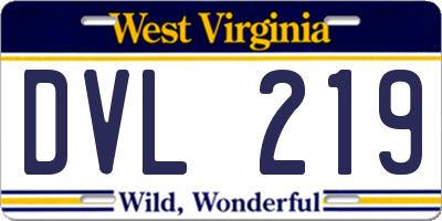 WV license plate DVL219
