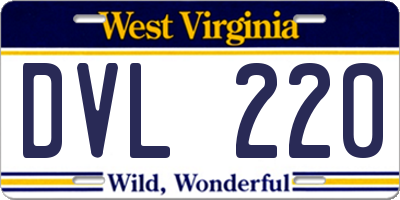 WV license plate DVL220
