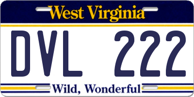 WV license plate DVL222