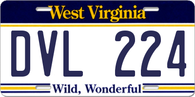 WV license plate DVL224