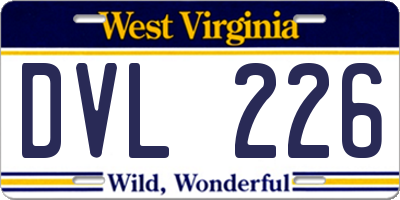 WV license plate DVL226