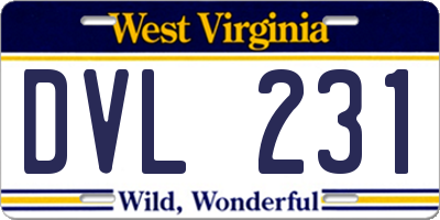 WV license plate DVL231