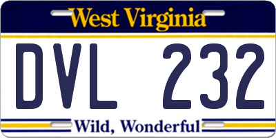 WV license plate DVL232