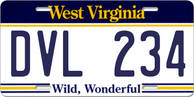 WV license plate DVL234
