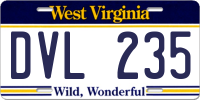 WV license plate DVL235