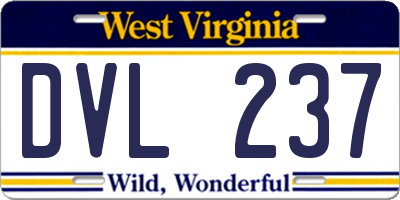 WV license plate DVL237